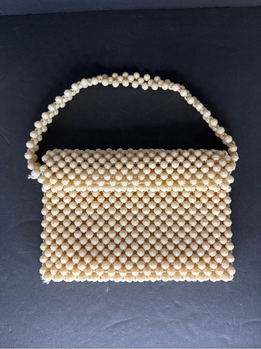 Vintage Mod Fashion Beaded Cream Clutch Mid Century Modern Purse Made in Japan